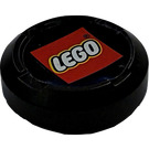 LEGO Zwart Groot Hockey Puck met LEGO logo Sticker (44848)