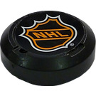 LEGO Noir Grand Hockey Puck avec NHL logo Autocollant (44848)