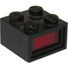 LEGO Black Light Brick 2 x 2 12 V with 3 plugholes and Transparent Red Diffuser Lens