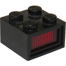 LEGO Schwarz Light Backstein 2 x 2 12 V mit 3 plugholes und Transparent rot Diffuser Lens