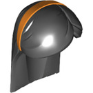 LEGO Zwart Lang Rechtdoor Haar met Headband met Oranje Headband (36994 / 37749)