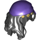LEGO Black Long Wavy Hair over Shoulder with Purple Bandana (11475)