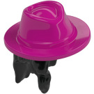 LEGO Musta Pitkät kiharat hiukset jossa Magenta Cowboy Hattu  (79989 / 106161)