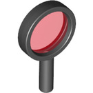 LEGO Black Magnifying Glass with Transparent Red Lens (30152)