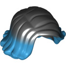 LEGO Schwarz Mittlere Länge Haar mit Parting und Curled Oben at Ends mit Blau tips (20877 / 69110)