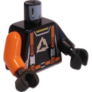 LEGO Svart Minifigur Overkropp Flex med Oransje Arm (973 / 73403)