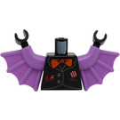 LEGO Black Minifig Torso Jacket with 2 Buttons, Orange Bow Tie and Medium Lavender Arm Wing (973)