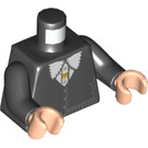 LEGO Sort Minifig Torso med Sort Cardigan over hvid Skjorte, med Sort Arme og Lys Kød Hænder (973 / 76382)