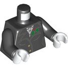 LEGO Black Minifig Torso with Buttons and Greens Leaves with Black Arms and White Hands (973 / 76382)