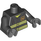 LEGO Schwarz Minifigur Torso mit Feuerwehrmann Jacke (73403 / 76382)