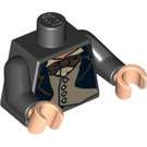 LEGO Zwart Minifiguur Torso met Jasje, Zandbruin Vest en Bruin Vlinderdas (973 / 76382)