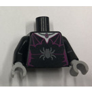 LEGO Black Minifig Torso with Magenta Spider Web Trim and Spider (973)