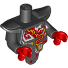 LEGO Zwart Minifiguur Torso met Rood, Geel en Wit Tribal (973 / 34479)