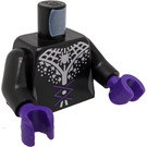 LEGO Svart Minifigur Overkropp med Sølv Edderkopp Web Halsbånd (973)