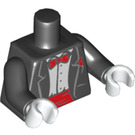 LEGO Black Minifig Torso with Smoking, Red Bow Tie, Red Cummerbund and White Gloves (973 / 88585)