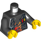 LEGO Zwart Minifiguur Torso met Veste met Tooling, Schedel en Flames (973 / 76382)