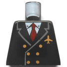 LEGO Noir Minifig Torse sans bras avec Jacket avec Deux Rows of Buttons, Airline logo, rouge Necktie (973)