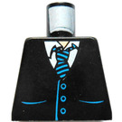LEGO Black Minifig Torso without Arms with Vest over Shirt and Blue and Black Striped Necktie (973)