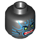 LEGO Schwarz Minifigure Kopf mit Blau Gesicht und Open Mouth mit Fangs (Einbau-Vollbolzen) (11829 / 13399)