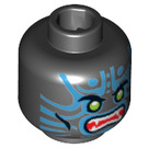 LEGO Black Minifigure Head with Blue Face and Open Mouth with Fangs (Recessed Solid Stud) (11829 / 13399)