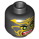 LEGO Schwarz Minifigure Kopf mit Dekoration (Einbau-Vollbolzen) (11832 / 13400)