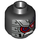LEGO Schwarz Minifigure Kopf mit Dekoration (Einbau-Vollbolzen) (3626 / 68310)