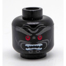 LEGO Black Minifigure Head with Decoration (Safety Stud) (94683 / 96743)
