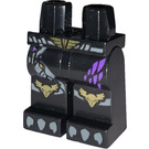 LEGO Zwart Minifigure Heupen en benen met Raven Knee Pads, Purple Feathers, Grijs Talons (13104 / 14379)