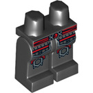 LEGO Schwarz Minifigure Hüften und Beine mit rot Gürtel, Grau Armor (12627 / 13573)