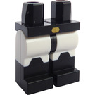 LEGO Zwart Minifigure Heupen met Wit Poten met Gold Buckle en Zwart Boots (3815)