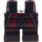 LEGO Schwarz Minifigure Medium Beine mit rot Streifen (37364)