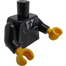 LEGO Zwart Minifigure Torso met Suit Jacket over Wit shirt met Zwart Tie (973 / 76382)