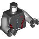 LEGO Zwart Minifiguur Torso met Zip-Omhoog Jasje of Wetsuit met Rood Curves (973 / 76382)