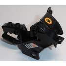 LEGO Zwart Motorfiets Fairing met Brand Hoofd, Zwart en Oranje Valves Sticker (52035)