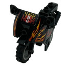 LEGO Schwarz Motorrad mit Schwarz Chassis mit Flames Aufkleber (52035)