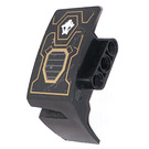 LEGO Black Mudguard Panel 3 Right with gold outline and white zombie skull Sticker (61070)