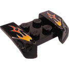 LEGO Black Mudguard Plate 2 x 4 with Overhanging Headlights with Flames Sticker (44674)