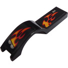 LEGO Black Mudguard Tile 1 x 4.5 with Flames and Headlights (Right) Sticker (50947)