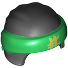 LEGO Zwart Ninjago Wrap met Green Bandana met Gold Ninjago Logogram (24496 / 35466)