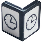 LEGO Zwart Paneel 1 x 1 Hoek met Afgeronde hoeken met Clock Sticker (6231)