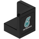 LEGO Zwart Paneel 1 x 1 Hoek met Afgeronde hoeken met Petronas-logo Sticker (6231)