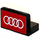 LEGO Zwart Paneel 1 x 2 x 1 met Audi Rings Sticker met afgeronde hoeken (4865)