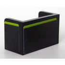LEGO Black Panel 1 x 2 x 1 with Closed Corners with Lime Line at the Top - Right Side Sticker (23969)