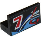 LEGO Black Panel 1 x 2 x 1 with Red '7', Blue, Red and White Waves Model Left Side Sticker with Square Corners (4865)