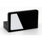 LEGO Black Panel 1 x 2 x 1 with White Triangle - Left Side Sticker with Rounded Corners (4865)