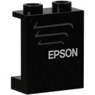 LEGO Zwart Paneel 1 x 2 x 2 met "EPSON" (Text Rechtsaf) Sticker met zijsteunen, holle noppen (6268)
