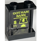 LEGO Black Panel 1 x 2 x 2 with GOTHAM BANK Sticker with Side Supports, Hollow Studs (6268)