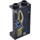 LEGO Black Panel 1 x 2 x 3 with Anubis (Right) Sticker with Side Supports - Hollow Studs (74968)
