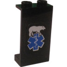 LEGO Black Panel 1 x 2 x 3 with EMT Star of Life and Polar Bear Sticker without Side Supports, Hollow Studs (2362)