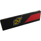 LEGO Black Panel 1 x 4 with Rounded Corners with '27' and Red Shape Left Sticker (15207)